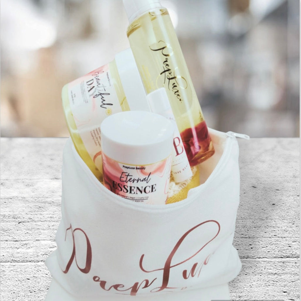 Canvas White Cosmetic Bag
